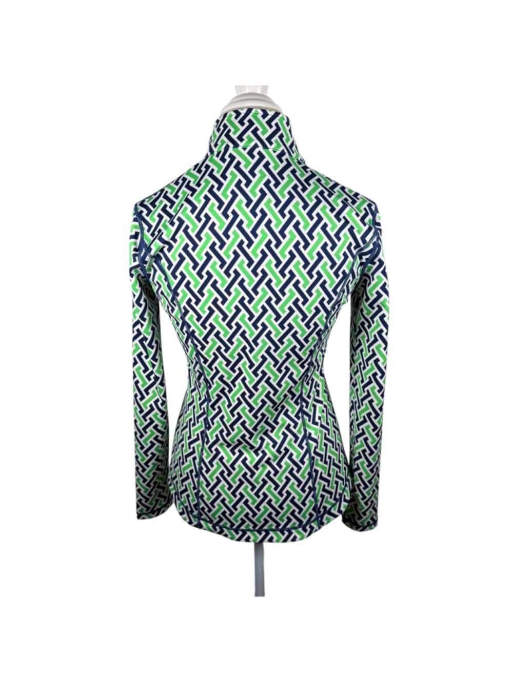 J. McLaughlin Billie Active Jacket Navy Green Geometric Sporty Full Zip Size S - Picture 6 of 11